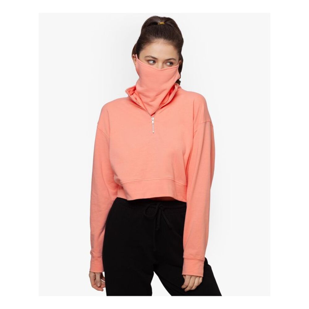 BAM BY BETSY & ADAM Womens Orange Zip Pullover Attached Mask Long Sleeve Top XS